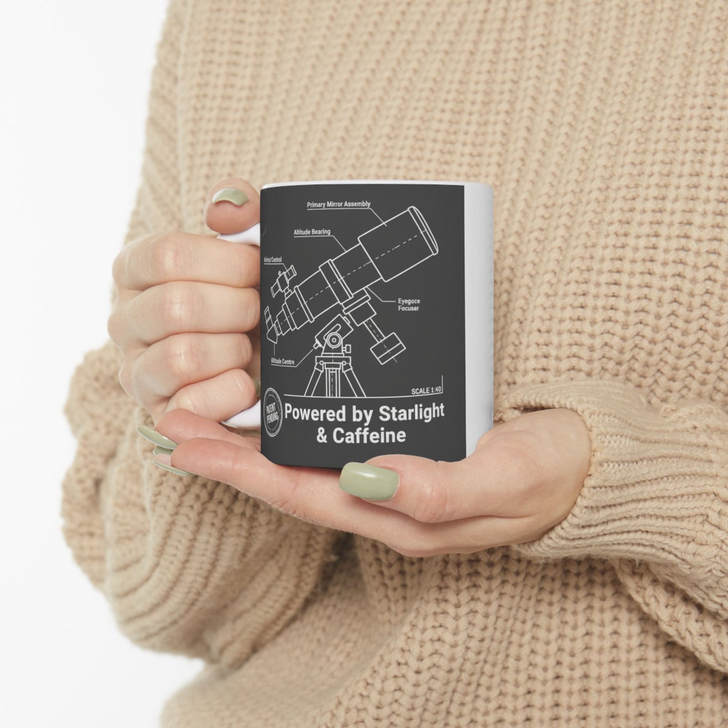 Astronomy Blueprint Coffee Mug Hubble Telescope Diagram Ceramic Mug