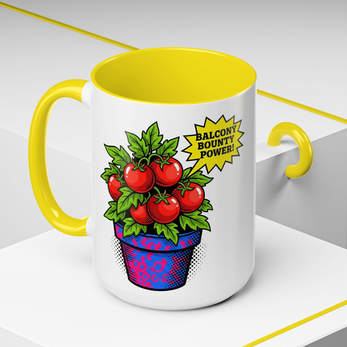 “Balcony Bounty Power!” Coffee Mug – Tomato Plant Garden Accent Mug