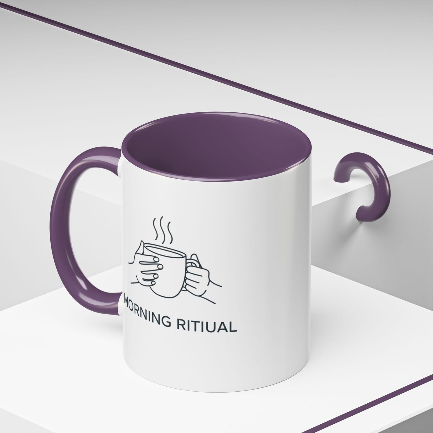 “Morning Ritual” Ceramic Coffee Mug, 11oz Accent Cup