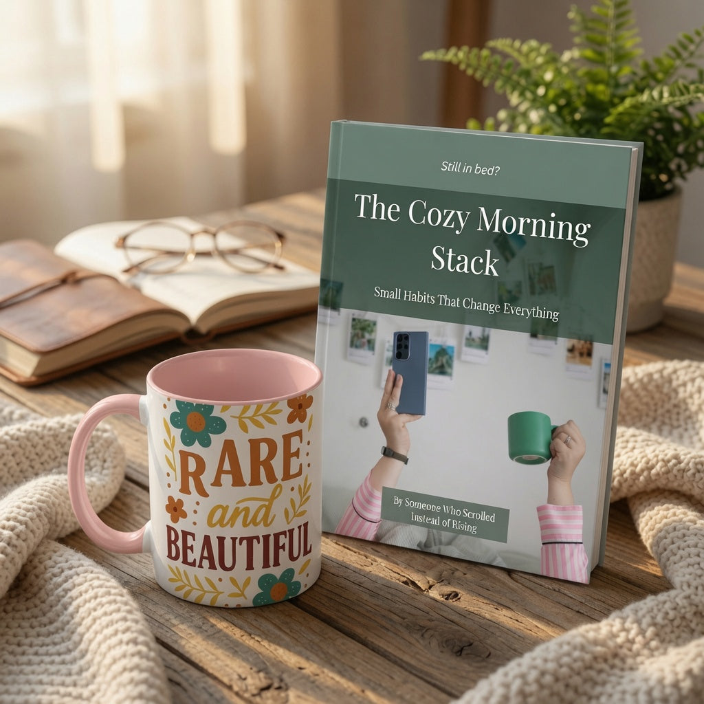 Morning Glow Up Bundle | Habit Stacking Guide + Orange Floral Mug