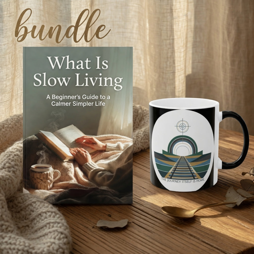 The Slow Down & Sip Bundle" Slow Living Ebook + Enjoy the Journey Mug