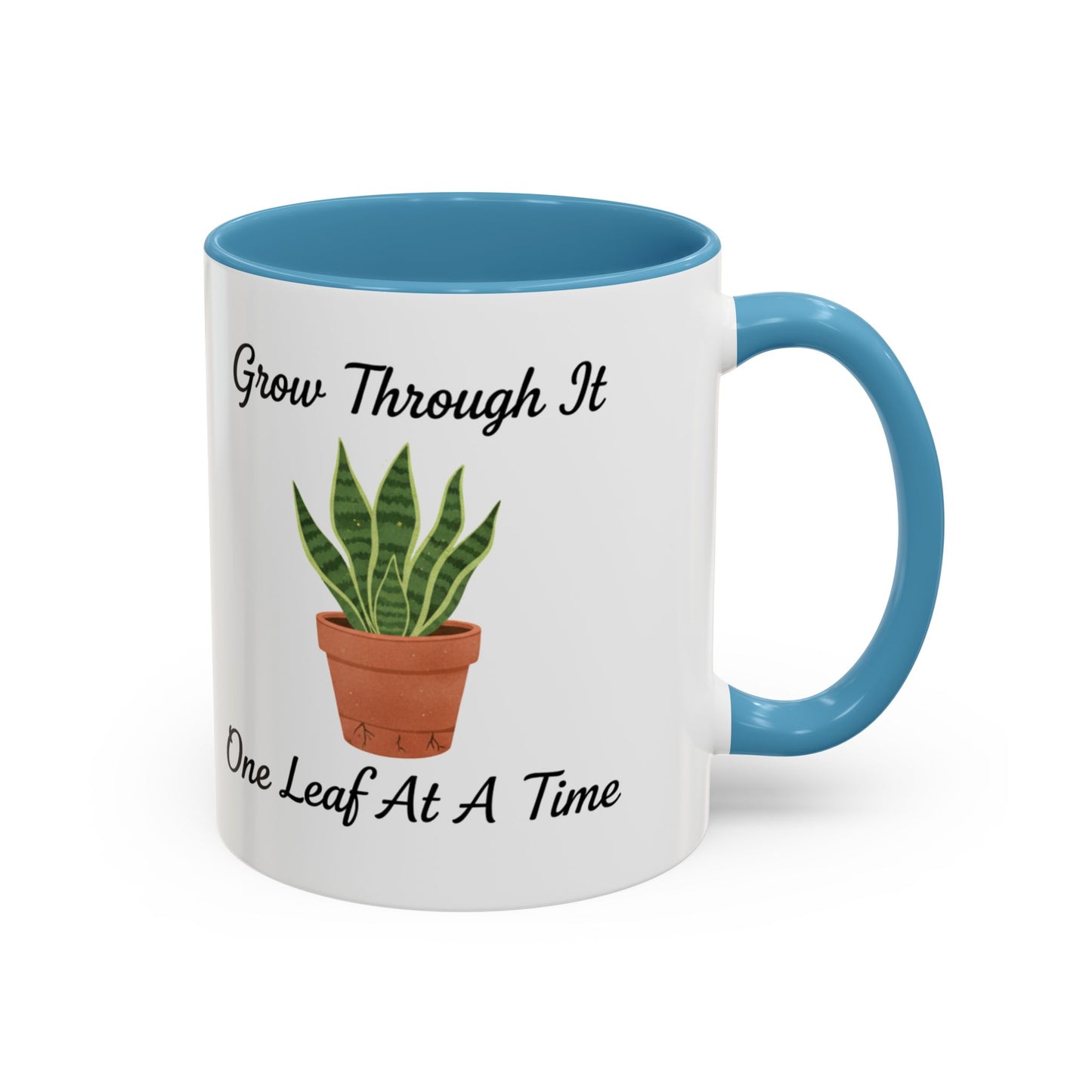 Grow Through It Coffee Mug “One Leaf At A Time” Plant Lover Ceramic Accent Mug