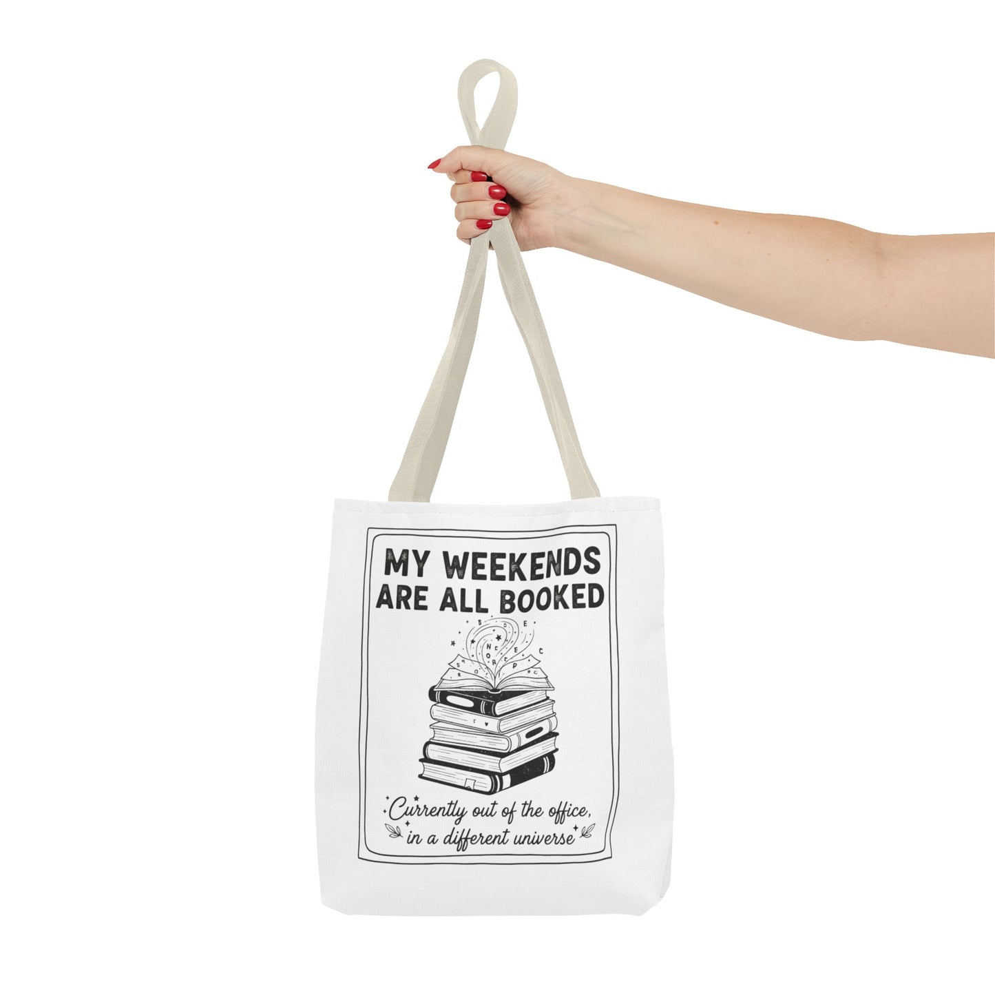 My Weekends Are All Booked Tote Bag | Funny Book Lover Gift | Bibliophile Aesthetic Canvas Bag | Literary Out of Office Tote