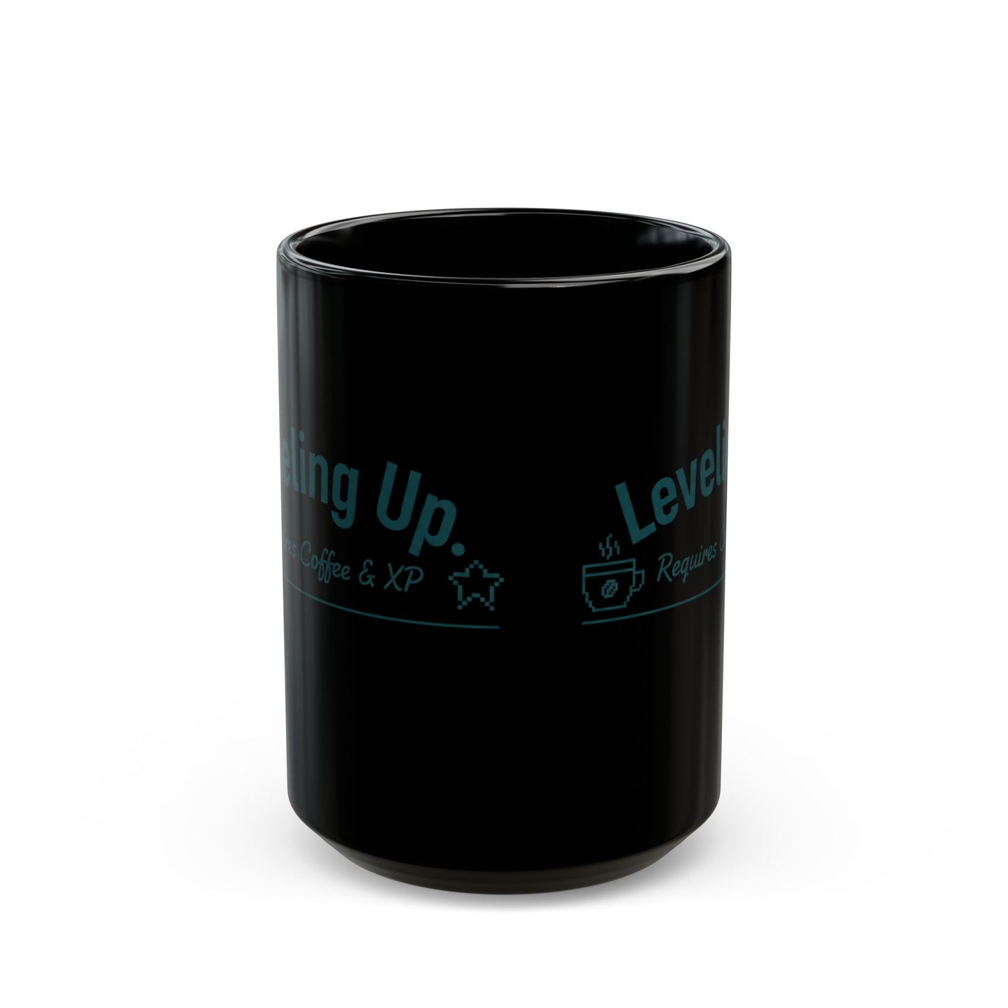 Black Ceramic Gaming Coffee Mug – "Leveling Up. Requires Coffee & XP"