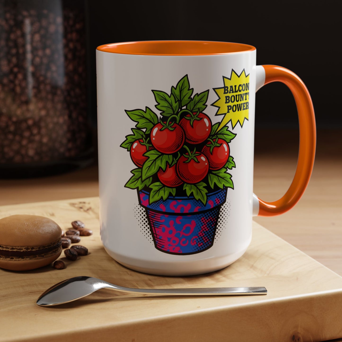 “Balcony Bounty Power!” Coffee Mug – Tomato Plant Garden Accent Mug