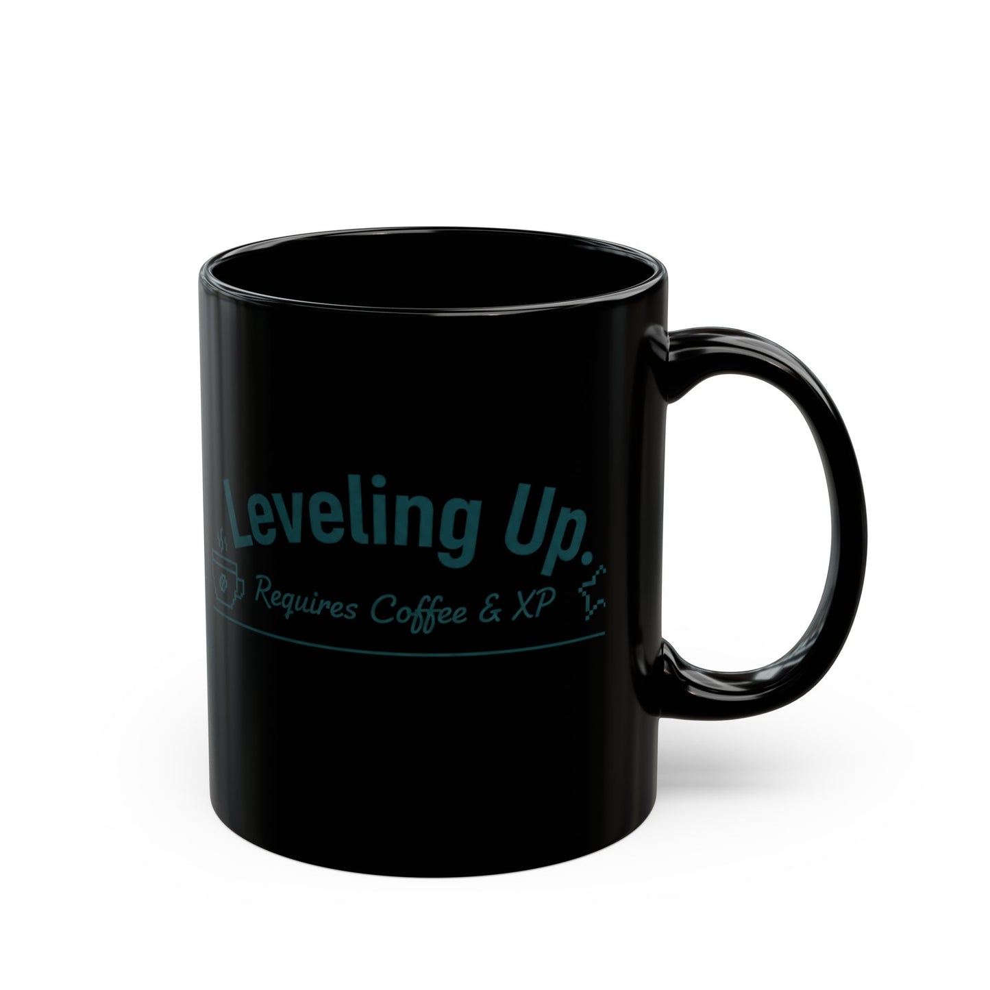 Black Ceramic Gaming Coffee Mug – "Leveling Up. Requires Coffee & XP"