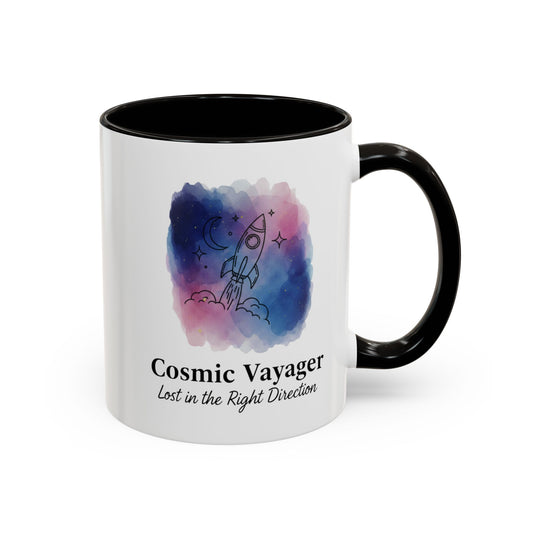 Cosmic Voyager Ceramic Coffee Mug – Space Rocket Art