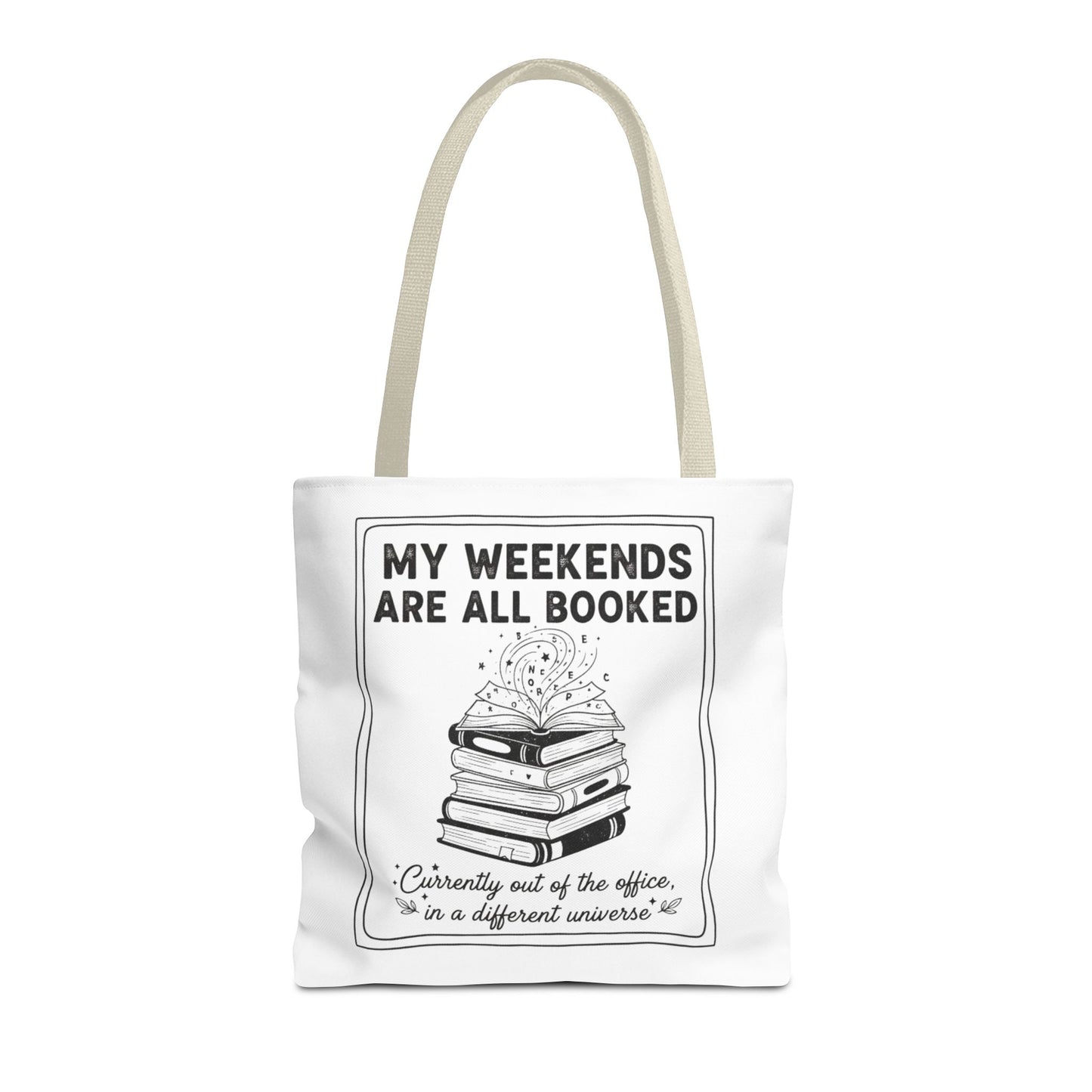 My Weekends Are All Booked Tote Bag | Funny Book Lover Gift | Bibliophile Aesthetic Canvas Bag | Literary Out of Office Tote