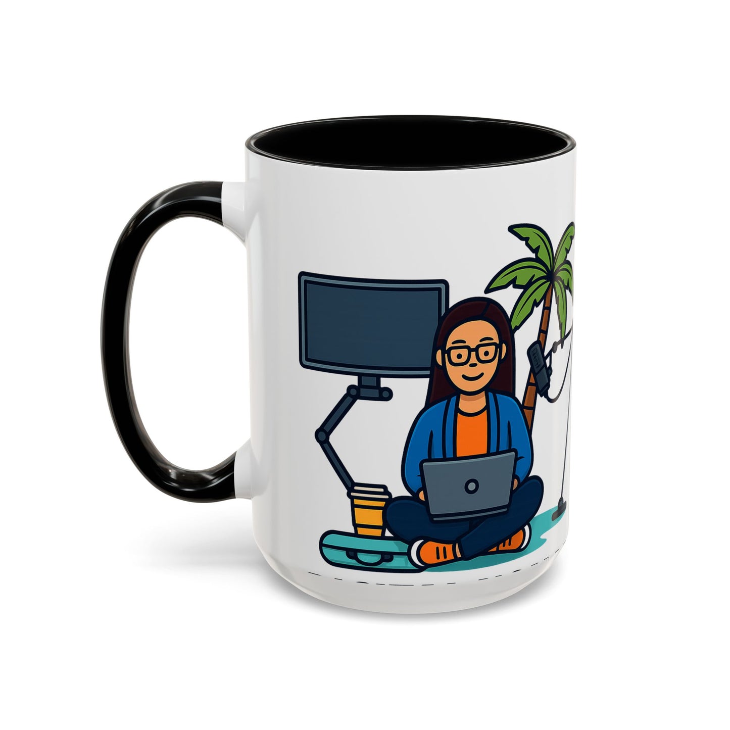Island Podcast Coffee Mug Tropical Podcaster Illustration Ceramic Accent Mug