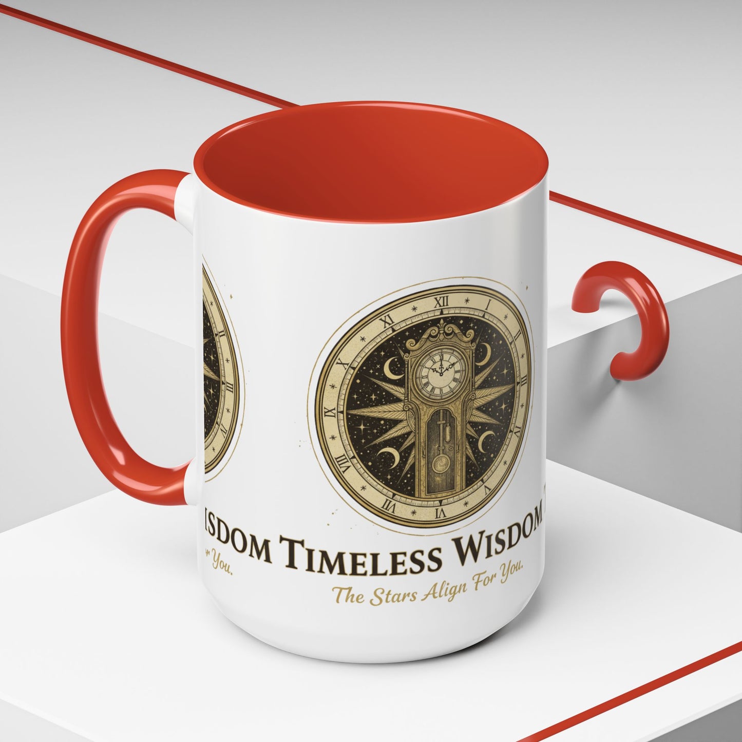 Vintage Celestial Clock Ceramic Coffee Mug | Timeless Wisdom Gift
