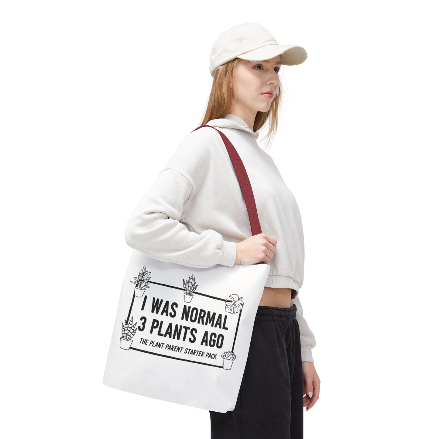 Funny Plant Parent Canvas Tote Bag | I Was Normal 3 Plants Ago Gift