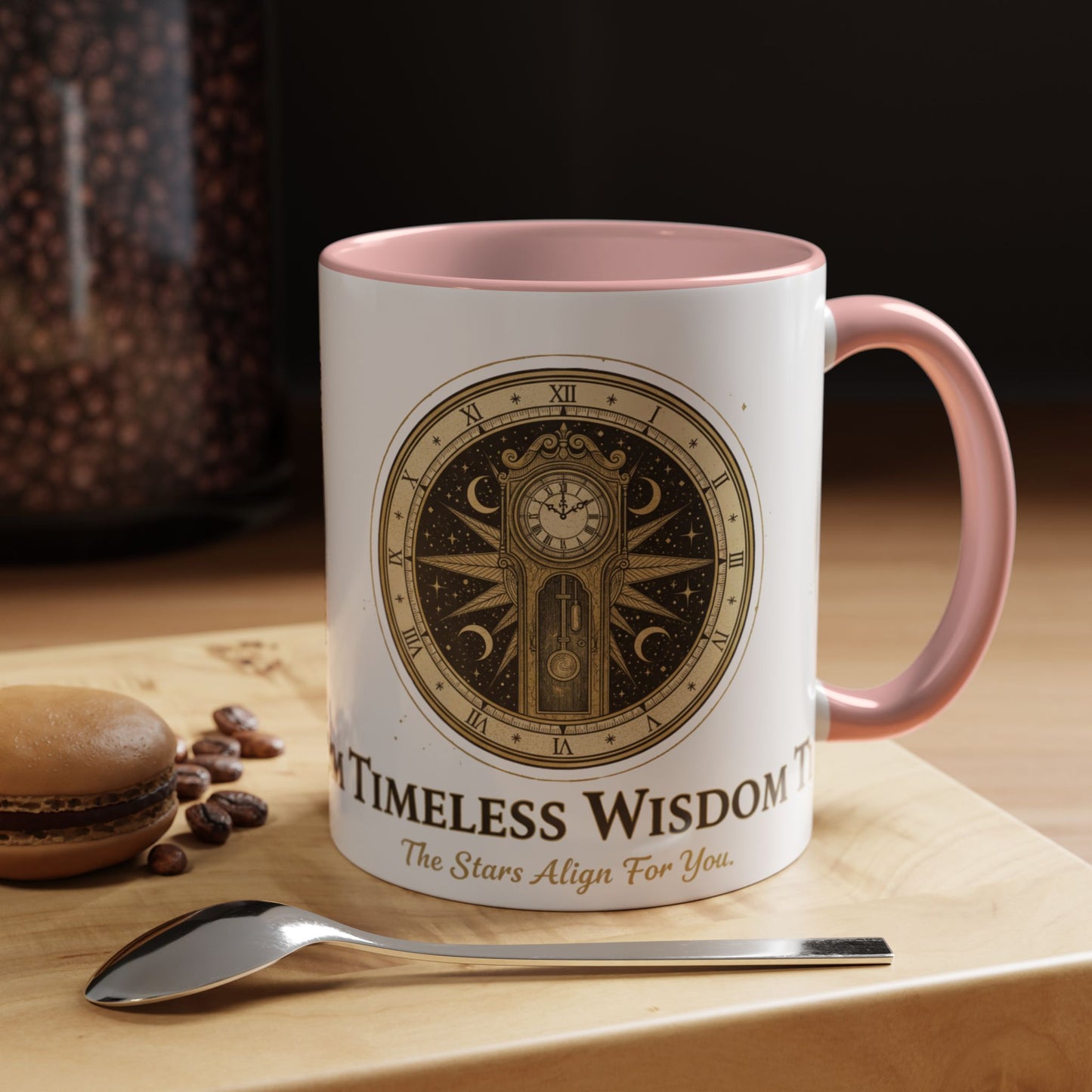 Vintage Celestial Clock Ceramic Coffee Mug | Timeless Wisdom Gift