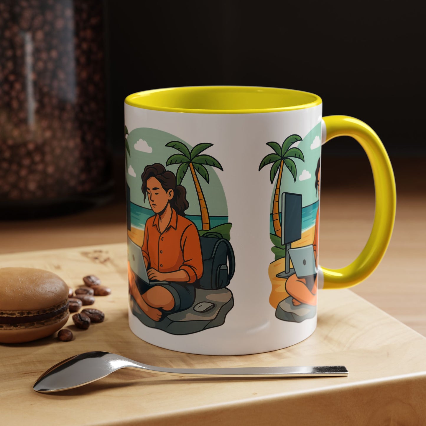 “Be Beautiful” Black-Trim Ceramic Coffee Mug