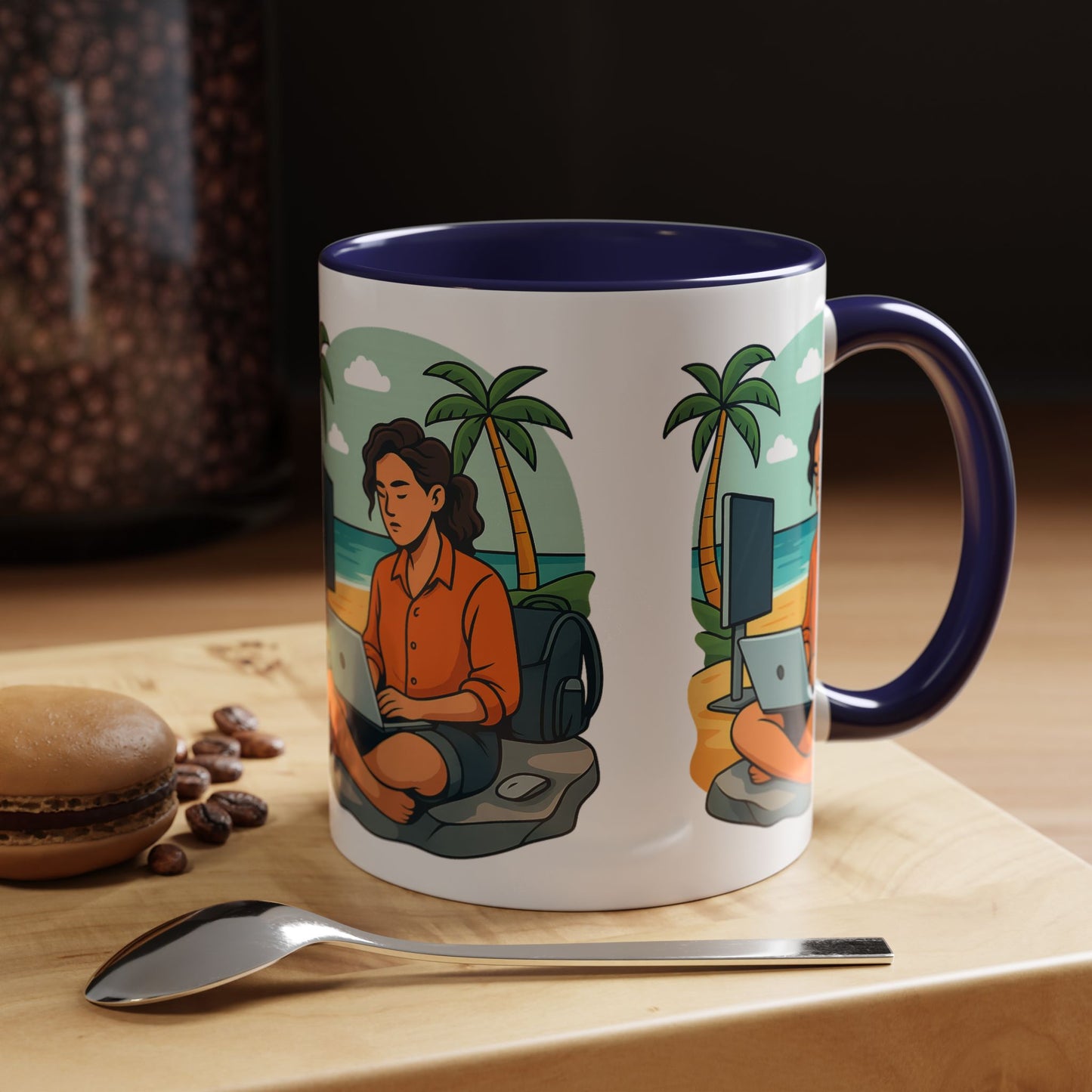 “Be Beautiful” Black-Trim Ceramic Coffee Mug