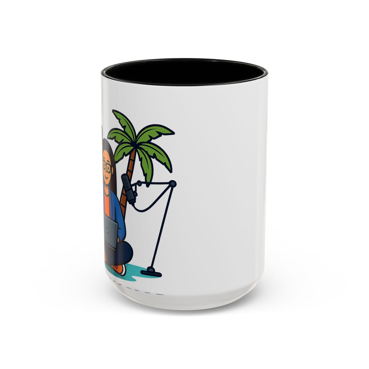 Island Podcast Coffee Mug Tropical Podcaster Illustration Ceramic Accent Mug