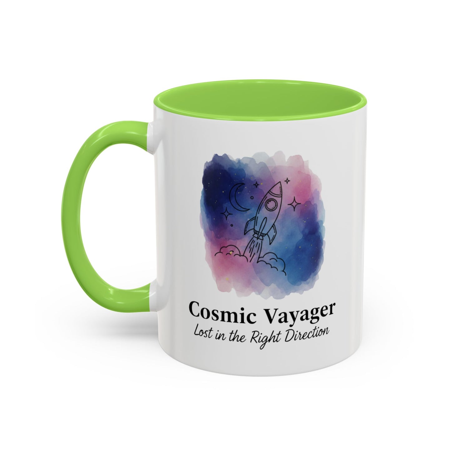 Cosmic Voyager Ceramic Coffee Mug – Space Rocket Art