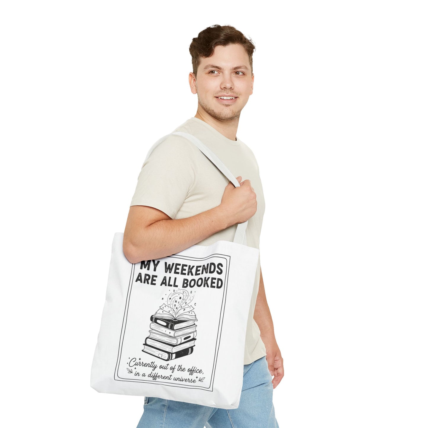 My Weekends Are All Booked Tote Bag | Funny Book Lover Gift | Bibliophile Aesthetic Canvas Bag | Literary Out of Office Tote