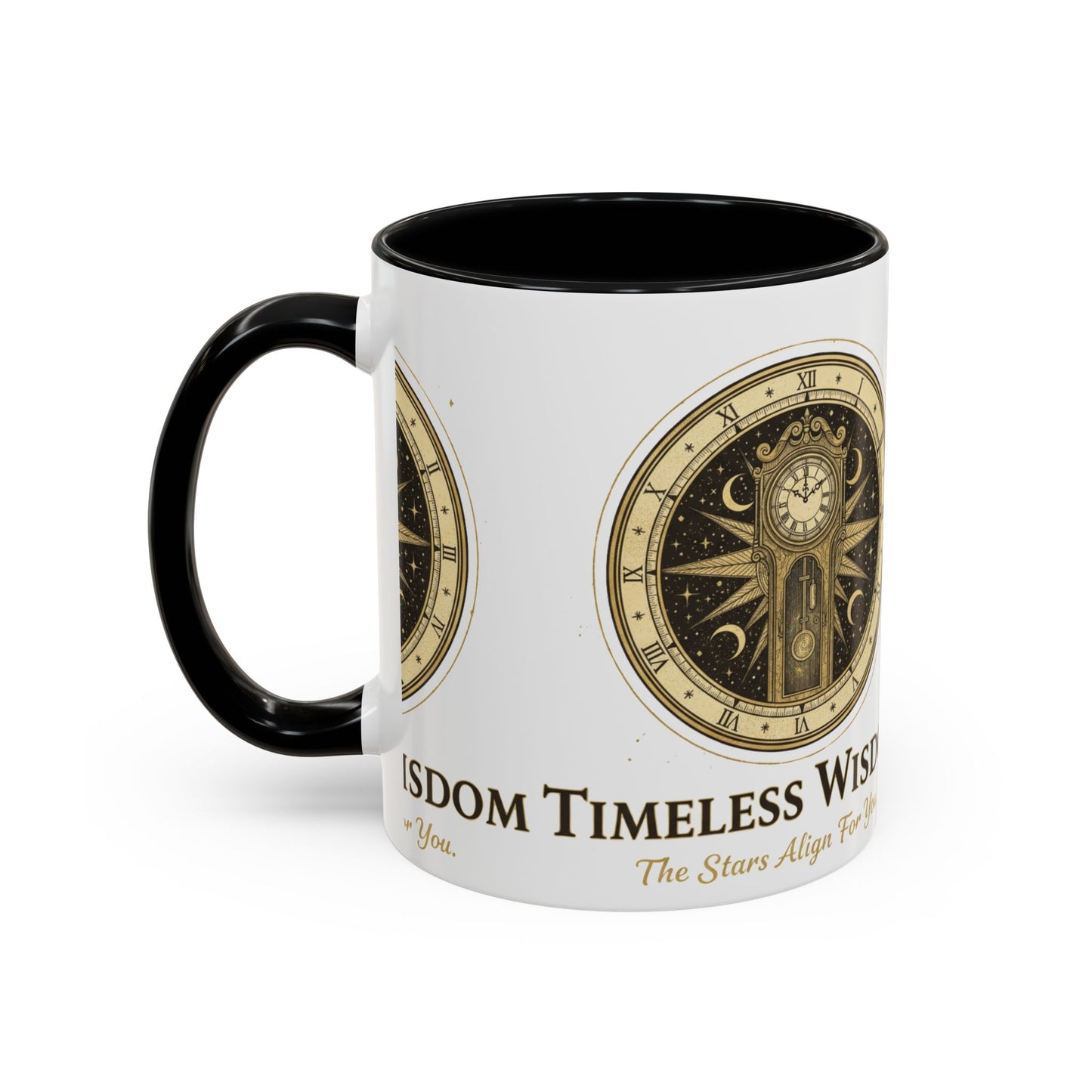 Vintage Celestial Clock Ceramic Coffee Mug | Timeless Wisdom Gift