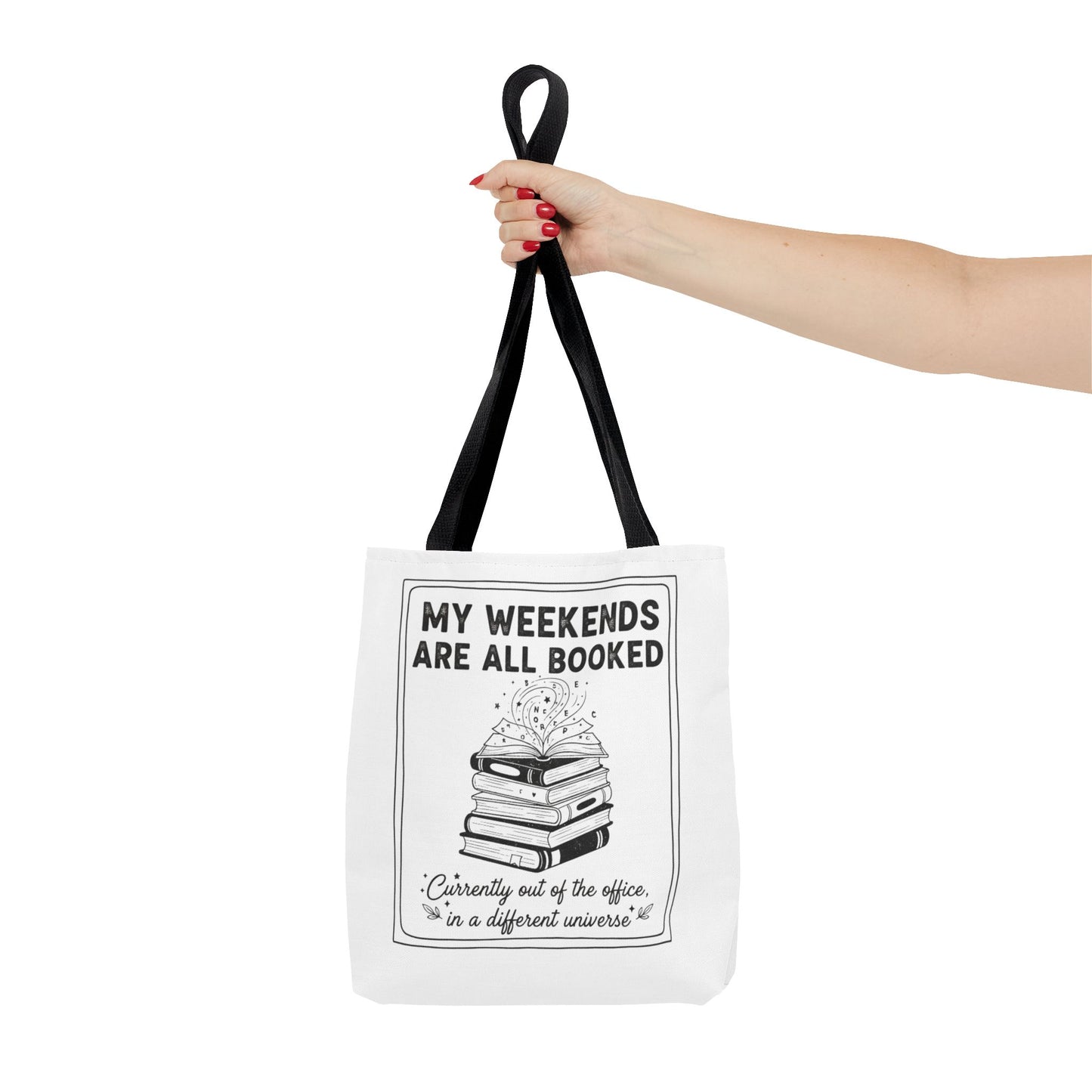 My Weekends Are All Booked Tote Bag | Funny Book Lover Gift | Bibliophile Aesthetic Canvas Bag | Literary Out of Office Tote