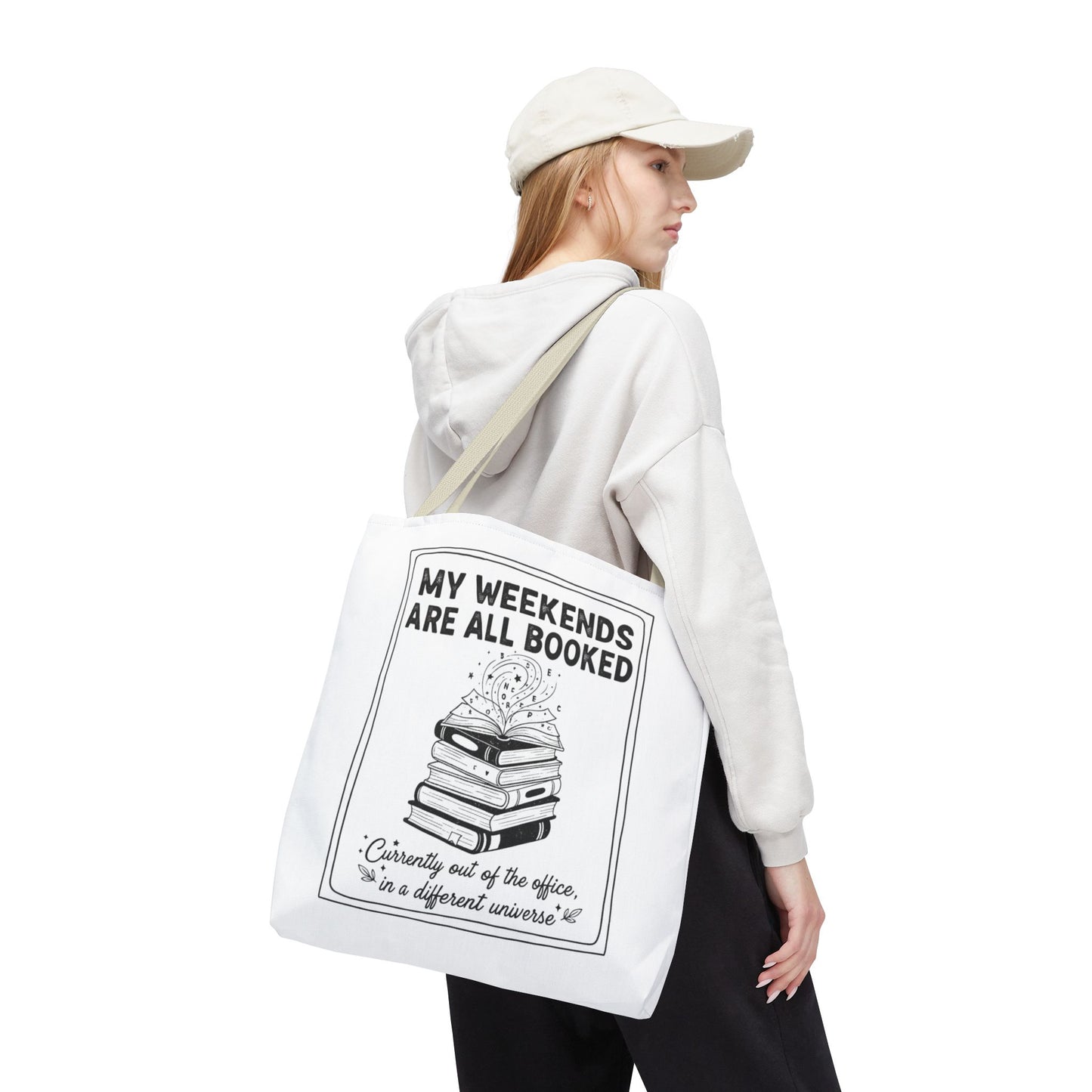 My Weekends Are All Booked Tote Bag | Funny Book Lover Gift | Bibliophile Aesthetic Canvas Bag | Literary Out of Office Tote