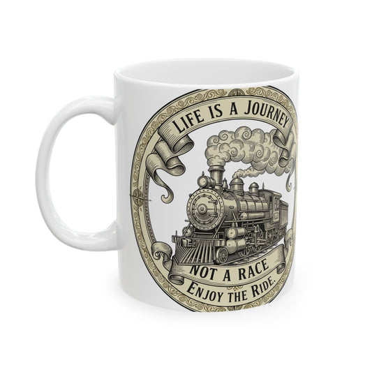 Vintage Camper Road Trip Coffee Mug “Enjoy the Journey” Ceramic Accent Mug