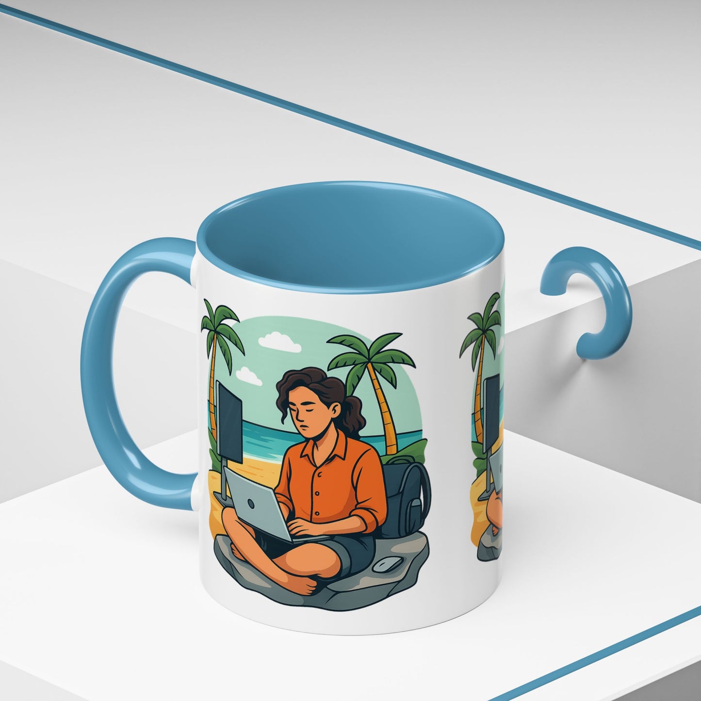 “Be Beautiful” Black-Trim Ceramic Coffee Mug