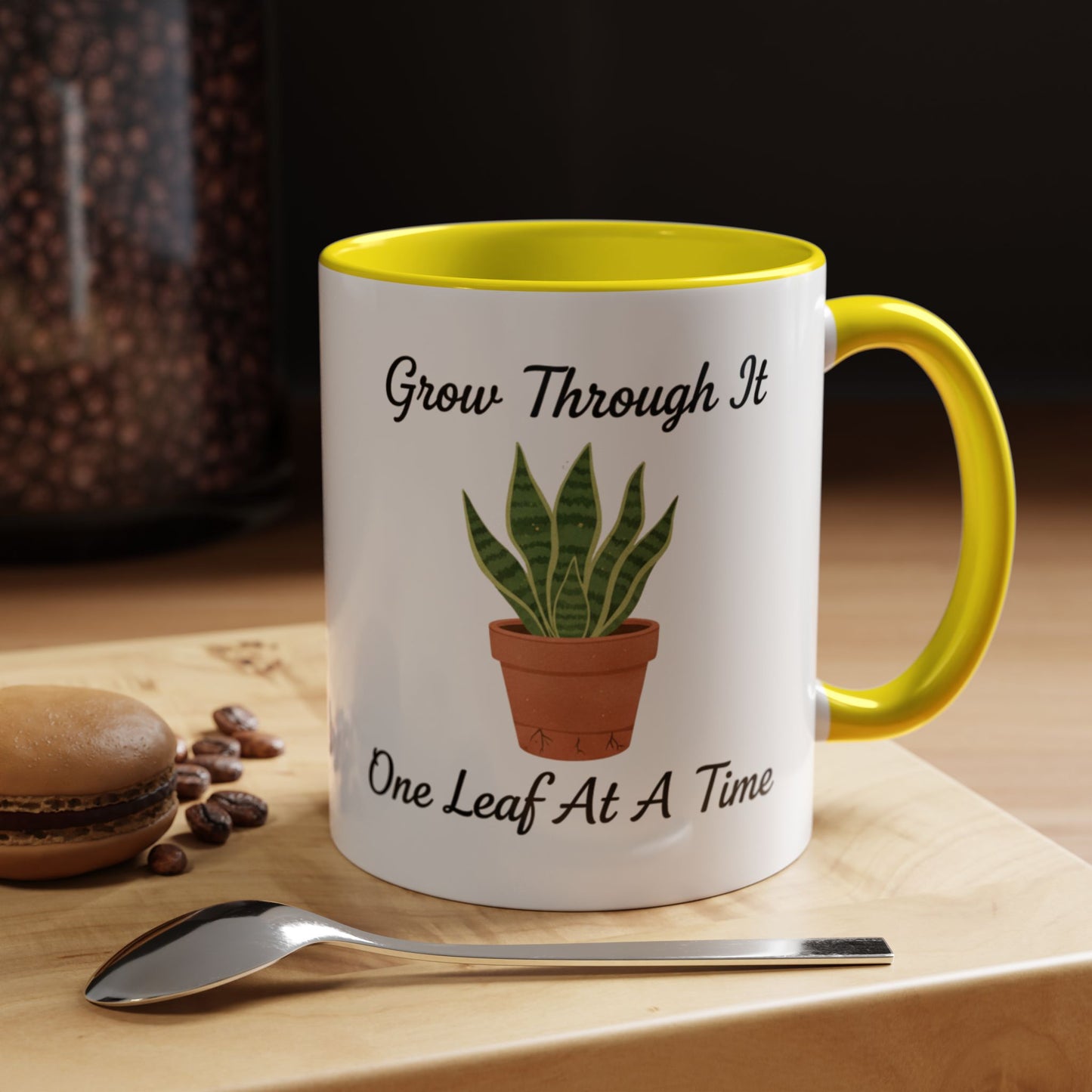Grow Through It Coffee Mug “One Leaf At A Time” Plant Lover Ceramic Accent Mug