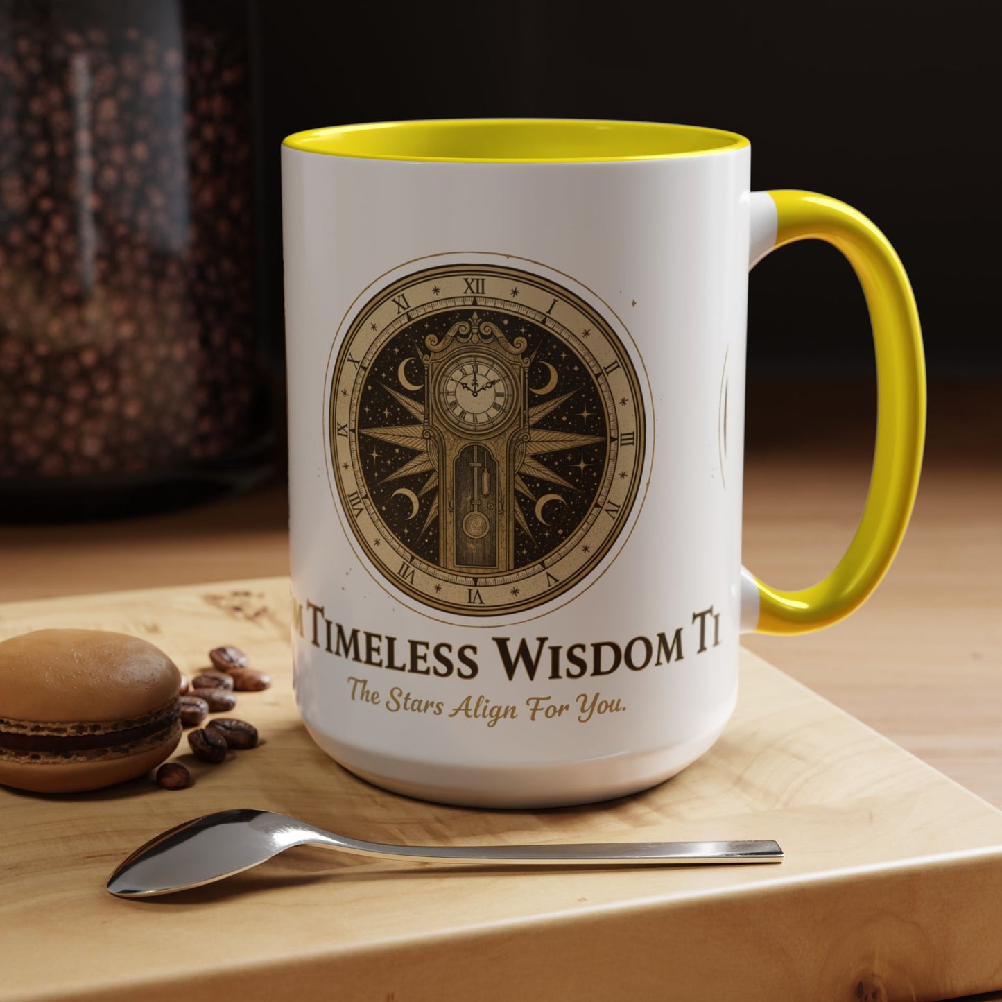 Vintage Celestial Clock Ceramic Coffee Mug | Timeless Wisdom Gift