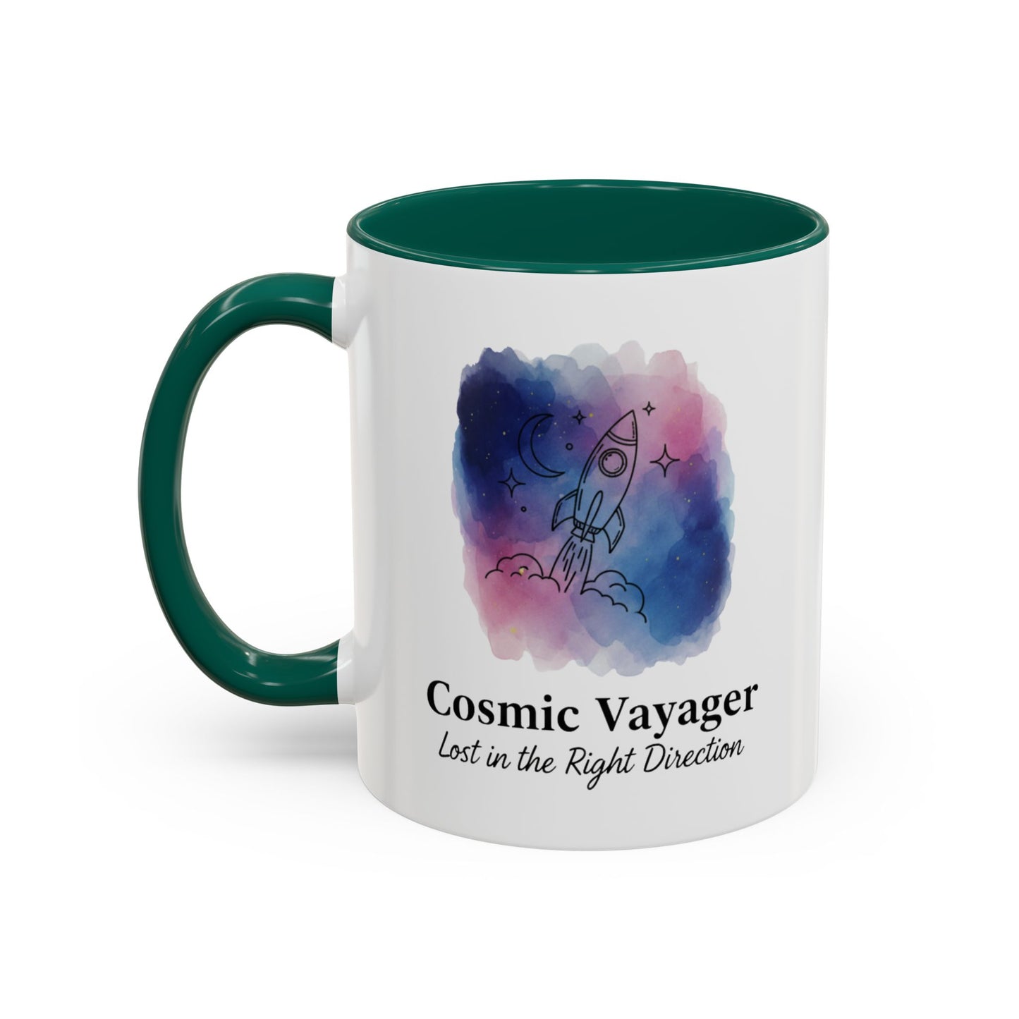 Cosmic Voyager Ceramic Coffee Mug – Space Rocket Art