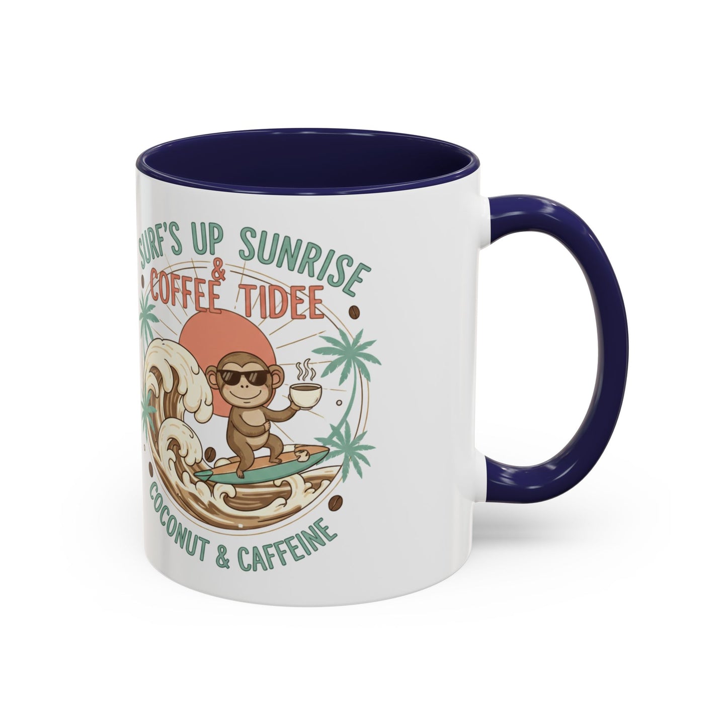 Tropical Surf Monkey Ceramic Coffee Mug | Surf's Up Sunrise Beach Gift