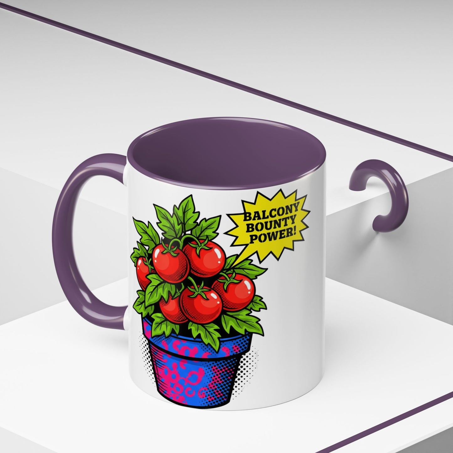 “Balcony Bounty Power!” Coffee Mug – Tomato Plant Garden Accent Mug