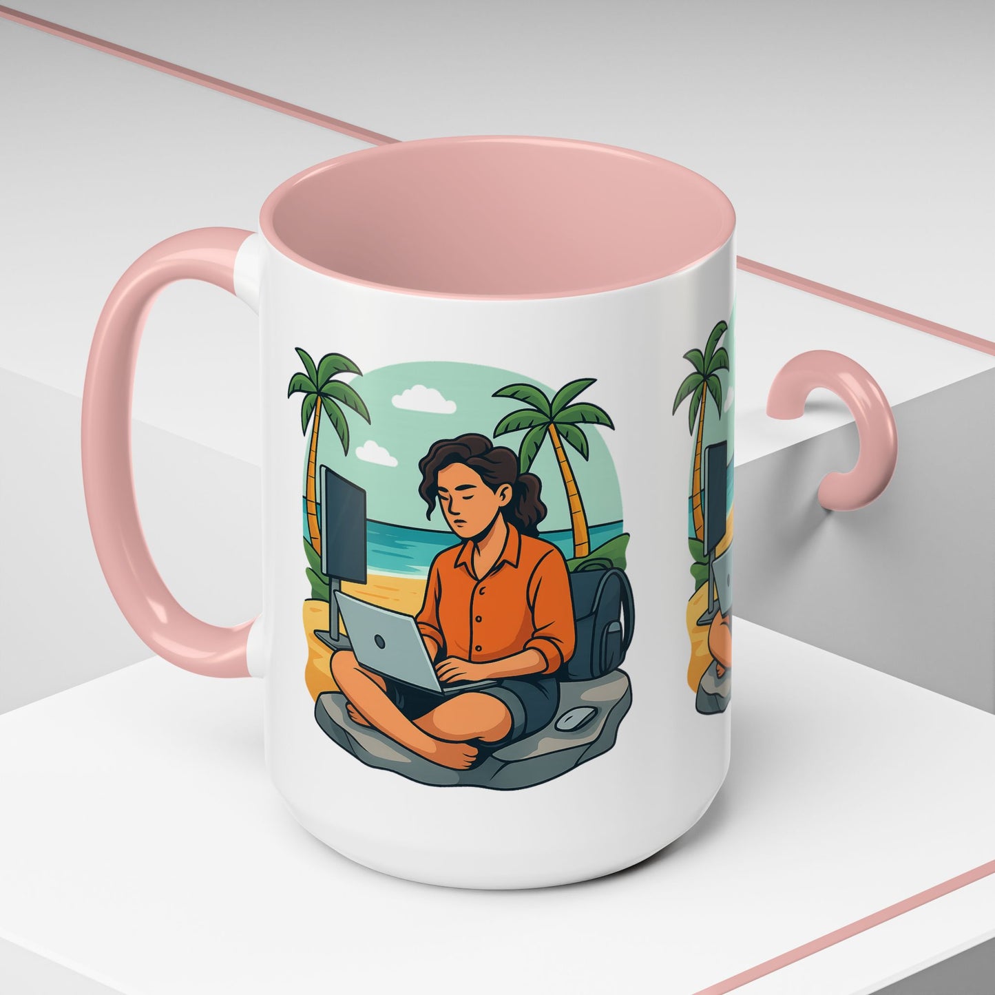 “Be Beautiful” Black-Trim Ceramic Coffee Mug