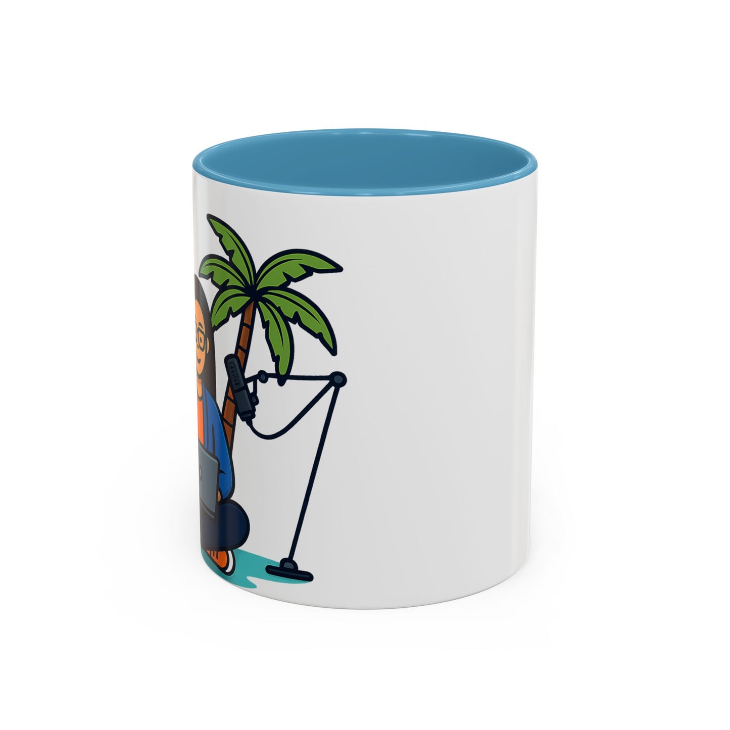Island Podcast Coffee Mug Tropical Podcaster Illustration Ceramic Accent Mug