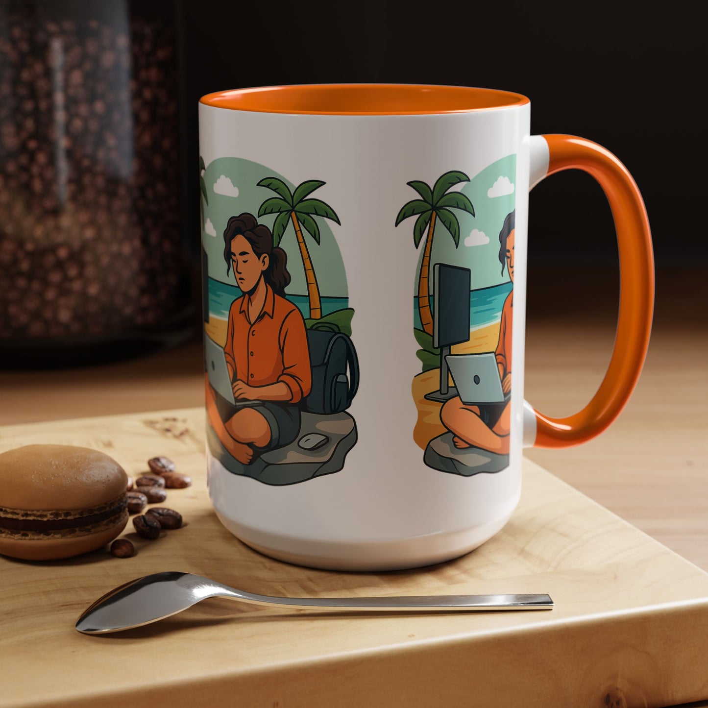 “Be Beautiful” Black-Trim Ceramic Coffee Mug