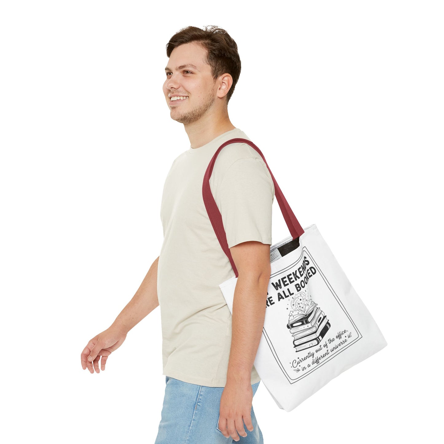My Weekends Are All Booked Tote Bag | Funny Book Lover Gift | Bibliophile Aesthetic Canvas Bag | Literary Out of Office Tote