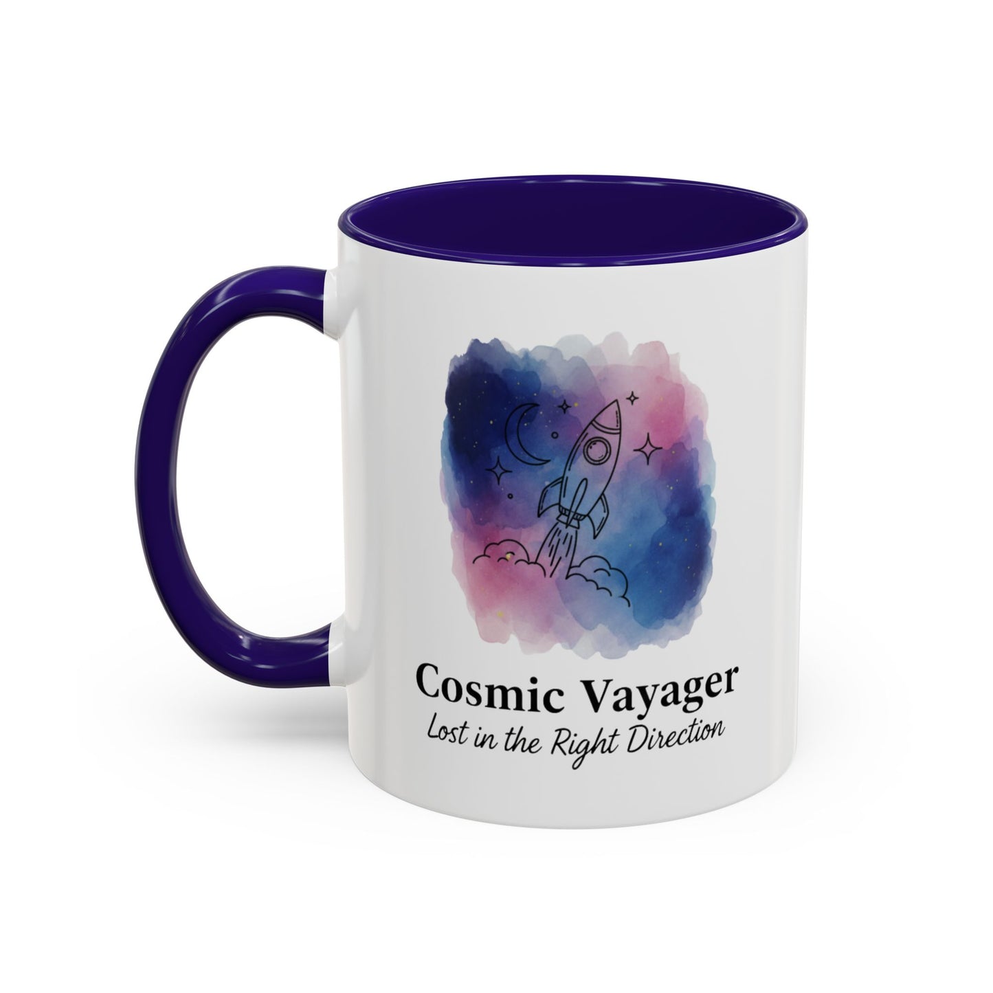 Cosmic Voyager Ceramic Coffee Mug – Space Rocket Art