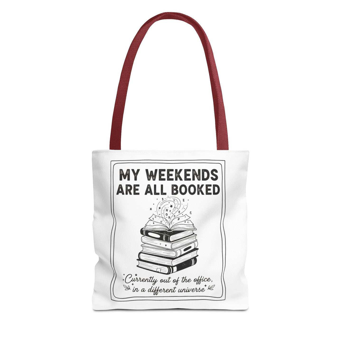 My Weekends Are All Booked Tote Bag | Funny Book Lover Gift | Bibliophile Aesthetic Canvas Bag | Literary Out of Office Tote