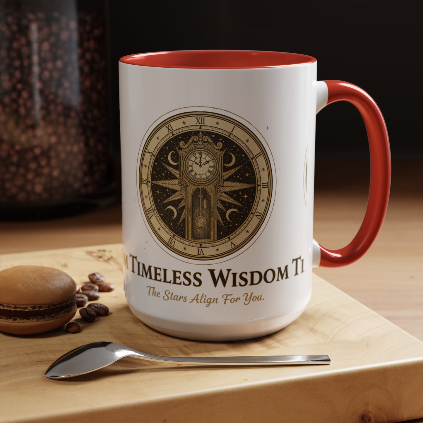 Vintage Celestial Clock Ceramic Coffee Mug | Timeless Wisdom Gift