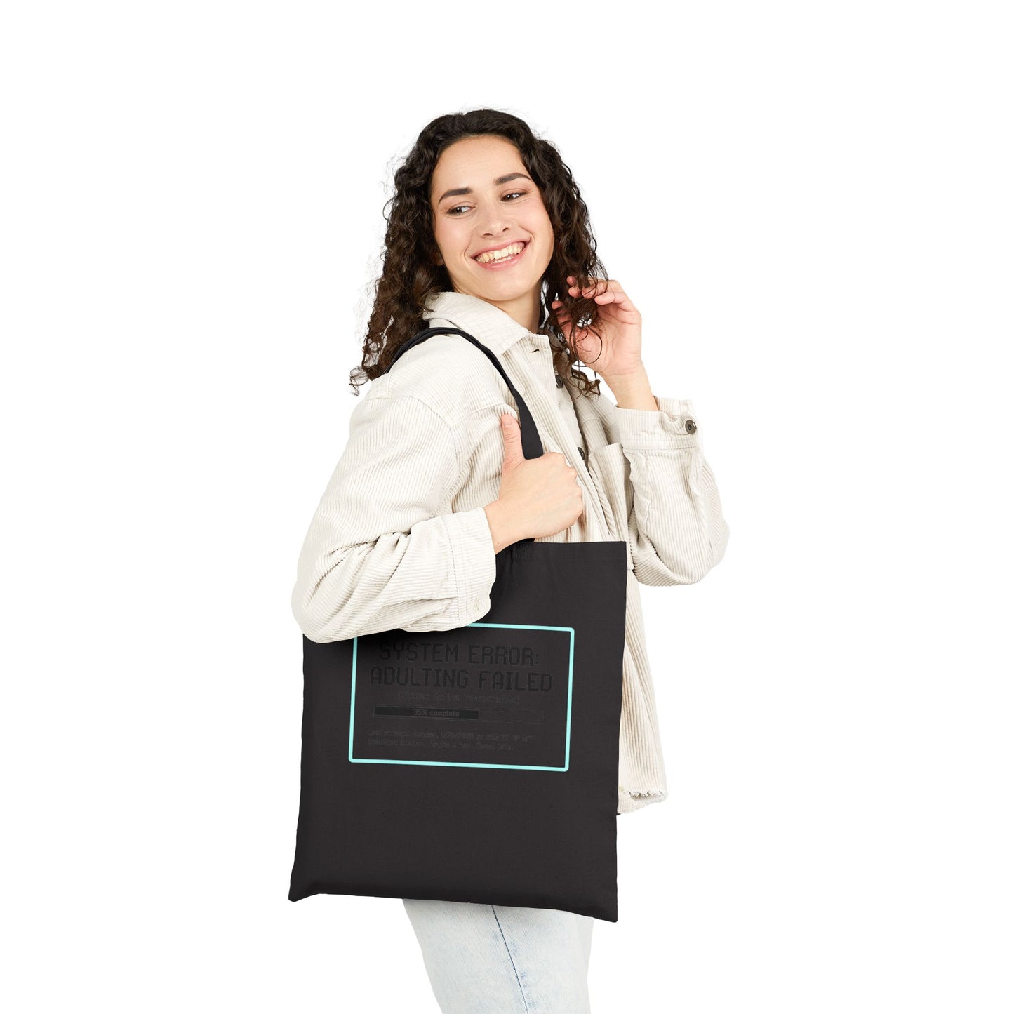 System Error: Adulting Failed Tote Bag | Funny Millennial Humor Canvas Bag | Retro Tech Aesthetic Student Gift