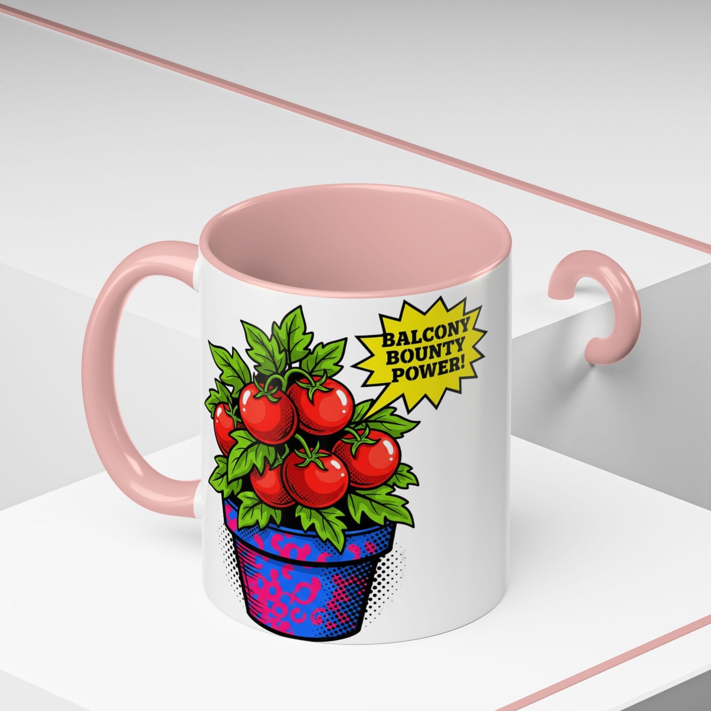 “Balcony Bounty Power!” Coffee Mug – Tomato Plant Garden Accent Mug