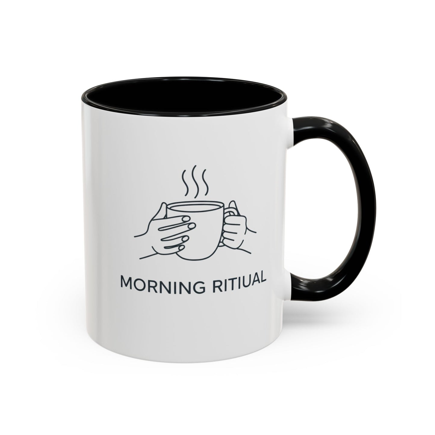 “Morning Ritual” Ceramic Coffee Mug, 11oz Accent Cup