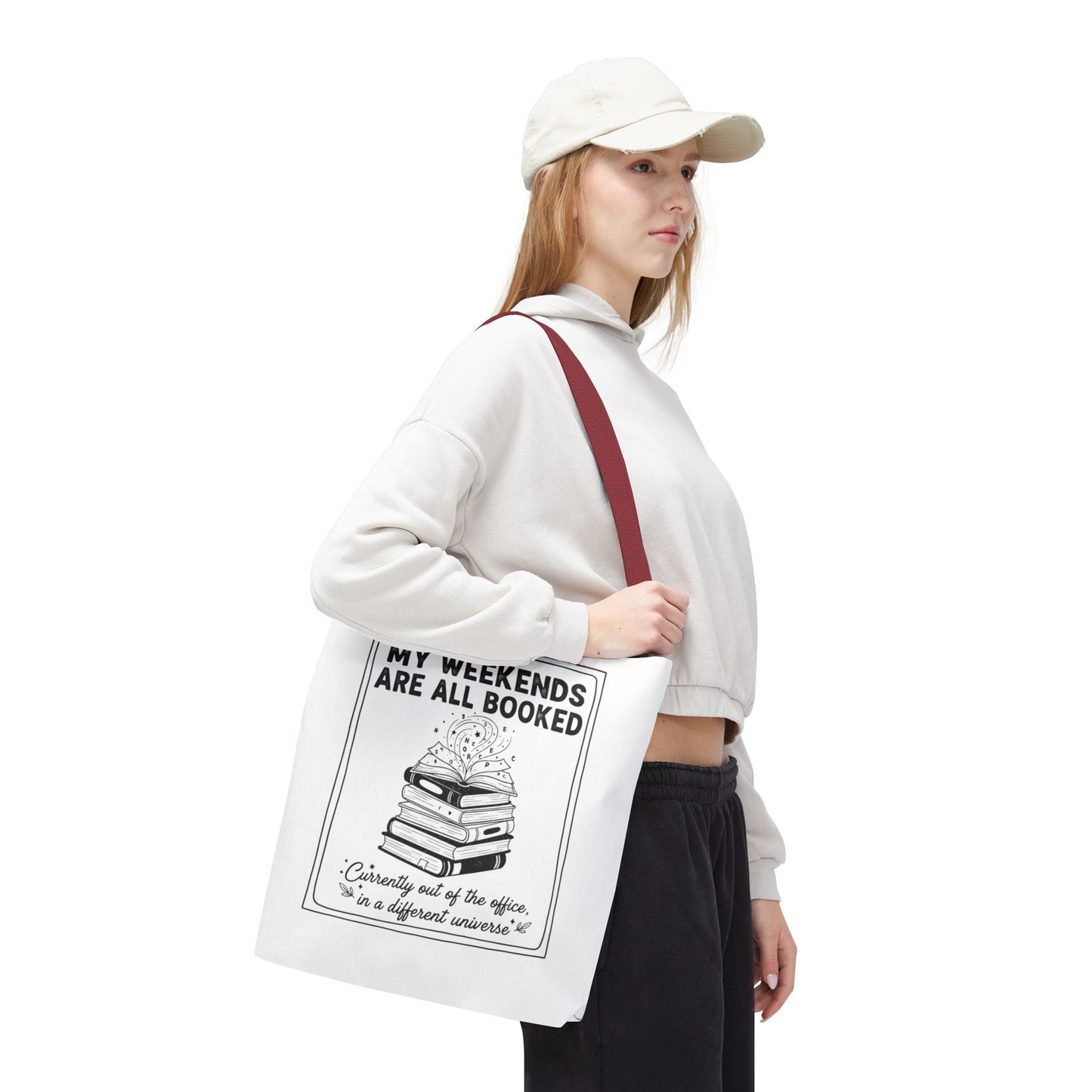 My Weekends Are All Booked Tote Bag | Funny Book Lover Gift | Bibliophile Aesthetic Canvas Bag | Literary Out of Office Tote