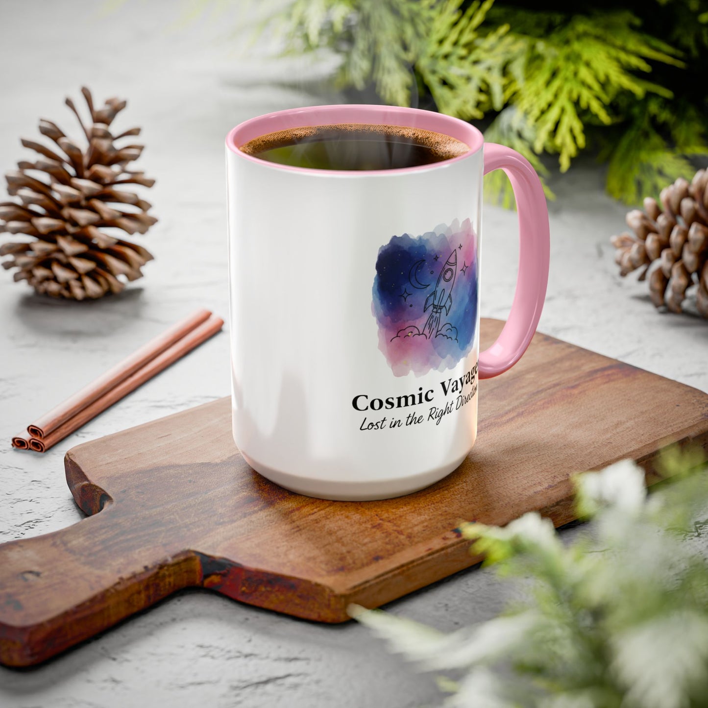 Cosmic Voyager Space Rocket Ceramic Coffee Mug | 15oz Accent Cup