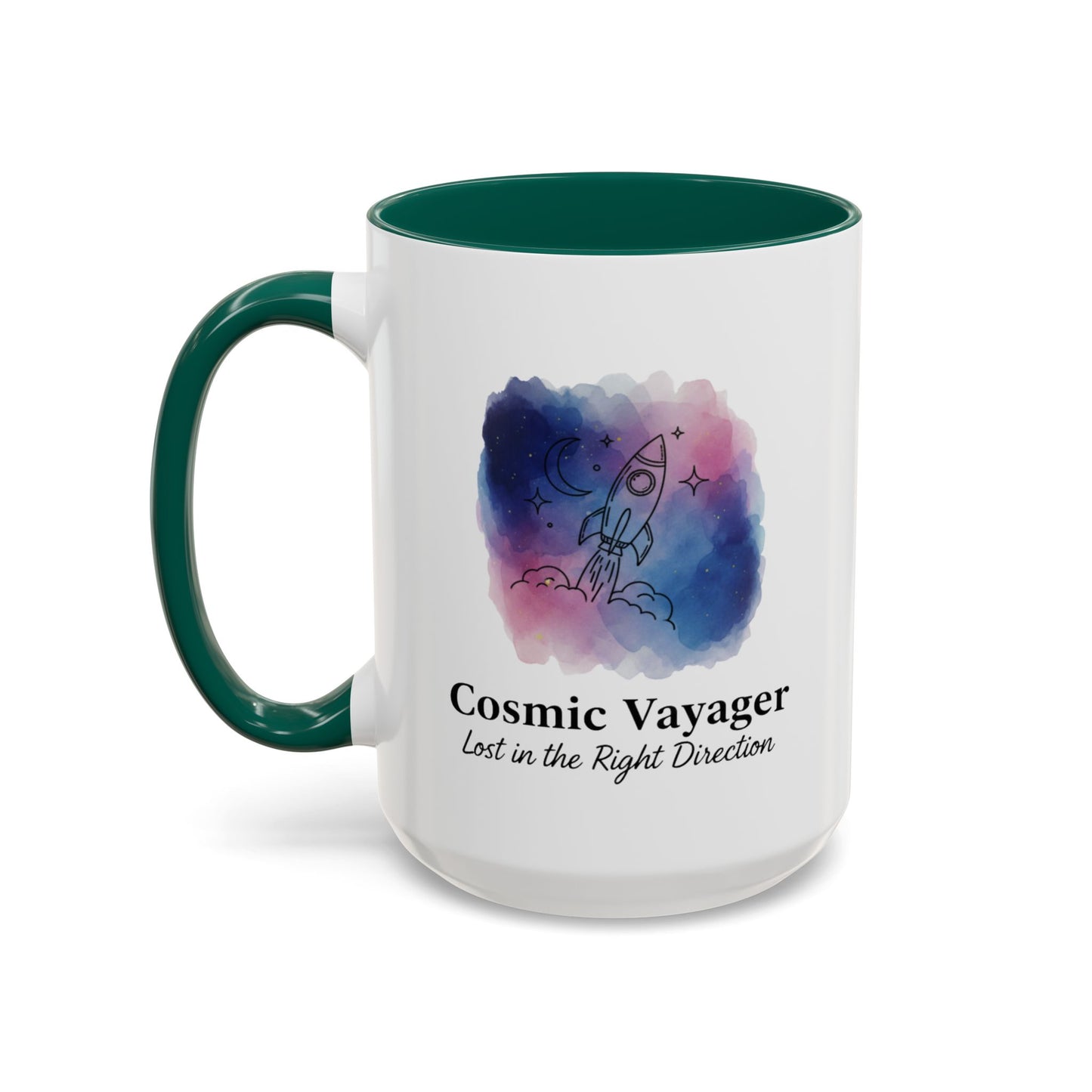 Cosmic Voyager Ceramic Coffee Mug – Space Rocket Art