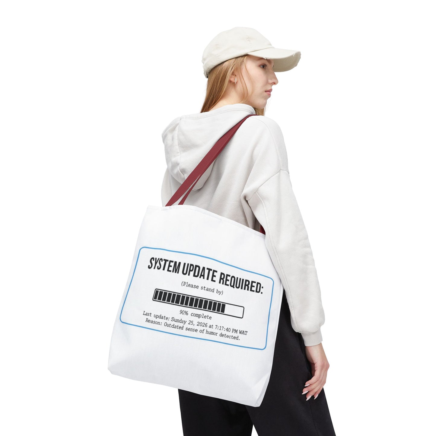 System Update Required Tote | Funny Tech Humor & Relatable "Outdated Humor" Canvas Bag