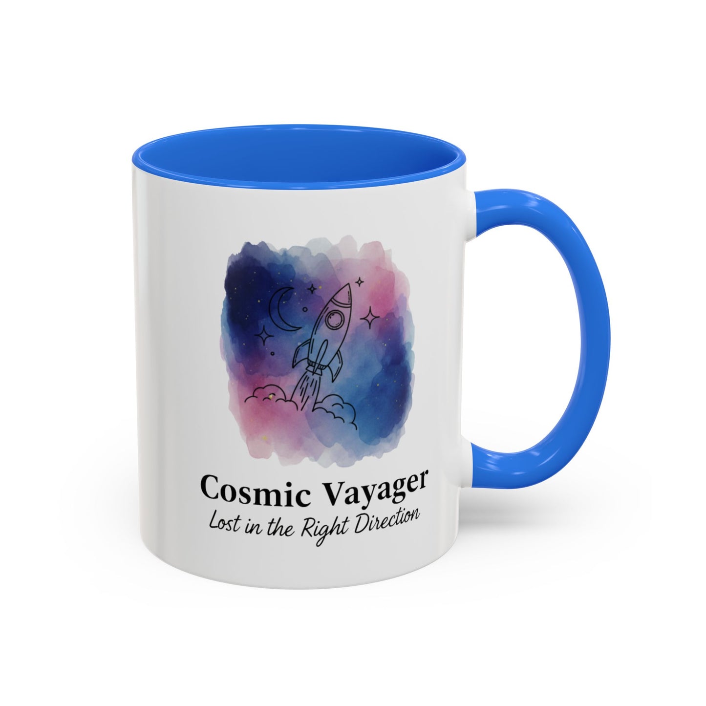 Cosmic Voyager Ceramic Coffee Mug – Space Rocket Art