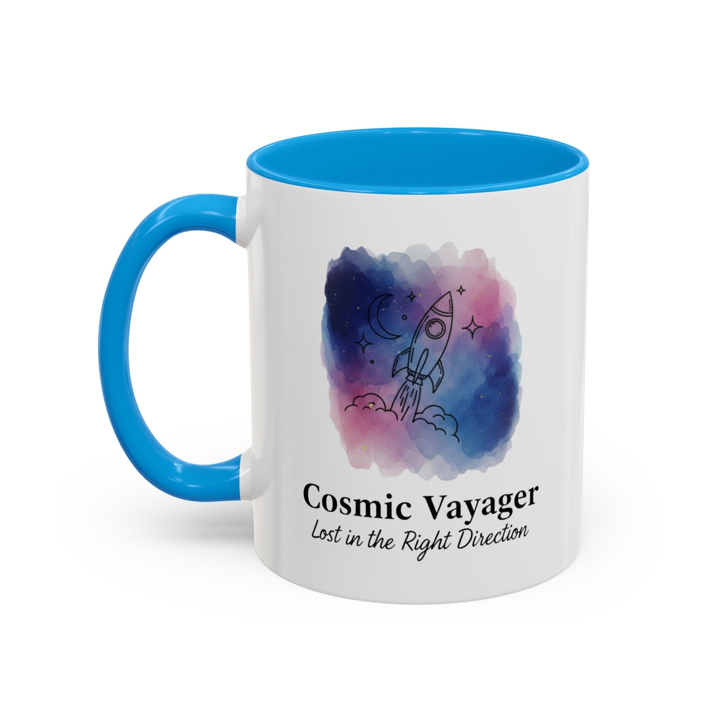 Cosmic Voyager Ceramic Coffee Mug – Space Rocket Art