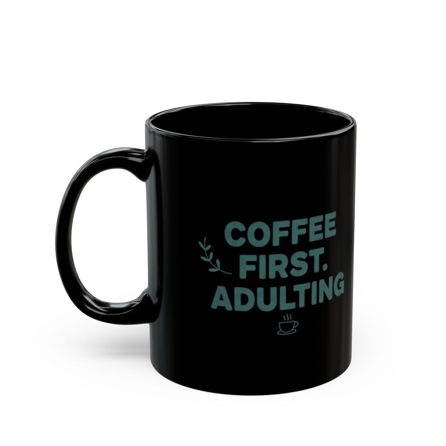 Black Ceramic Coffee Mug – 11oz/15oz Minimalist Text