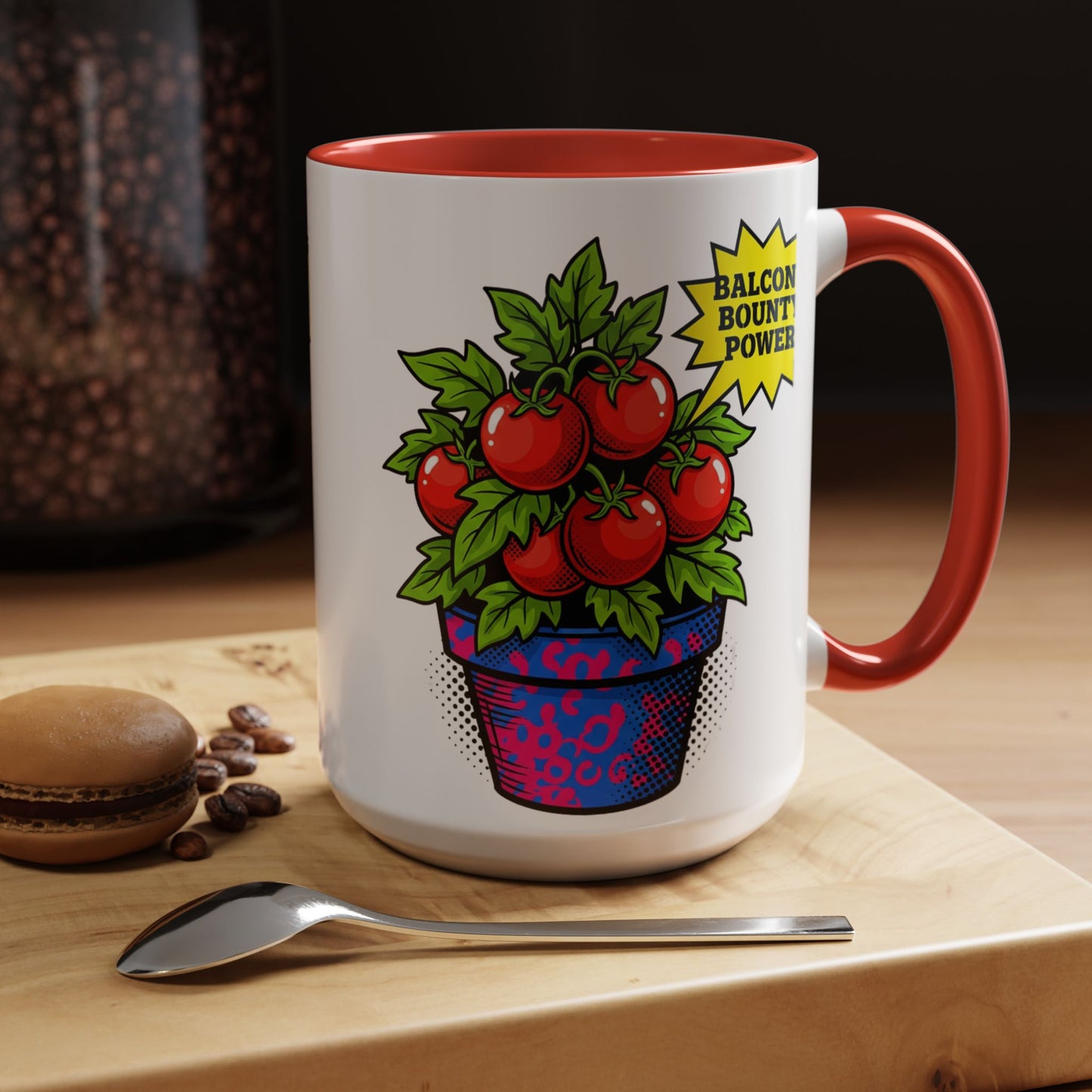 “Balcony Bounty Power!” Coffee Mug – Tomato Plant Garden Accent Mug
