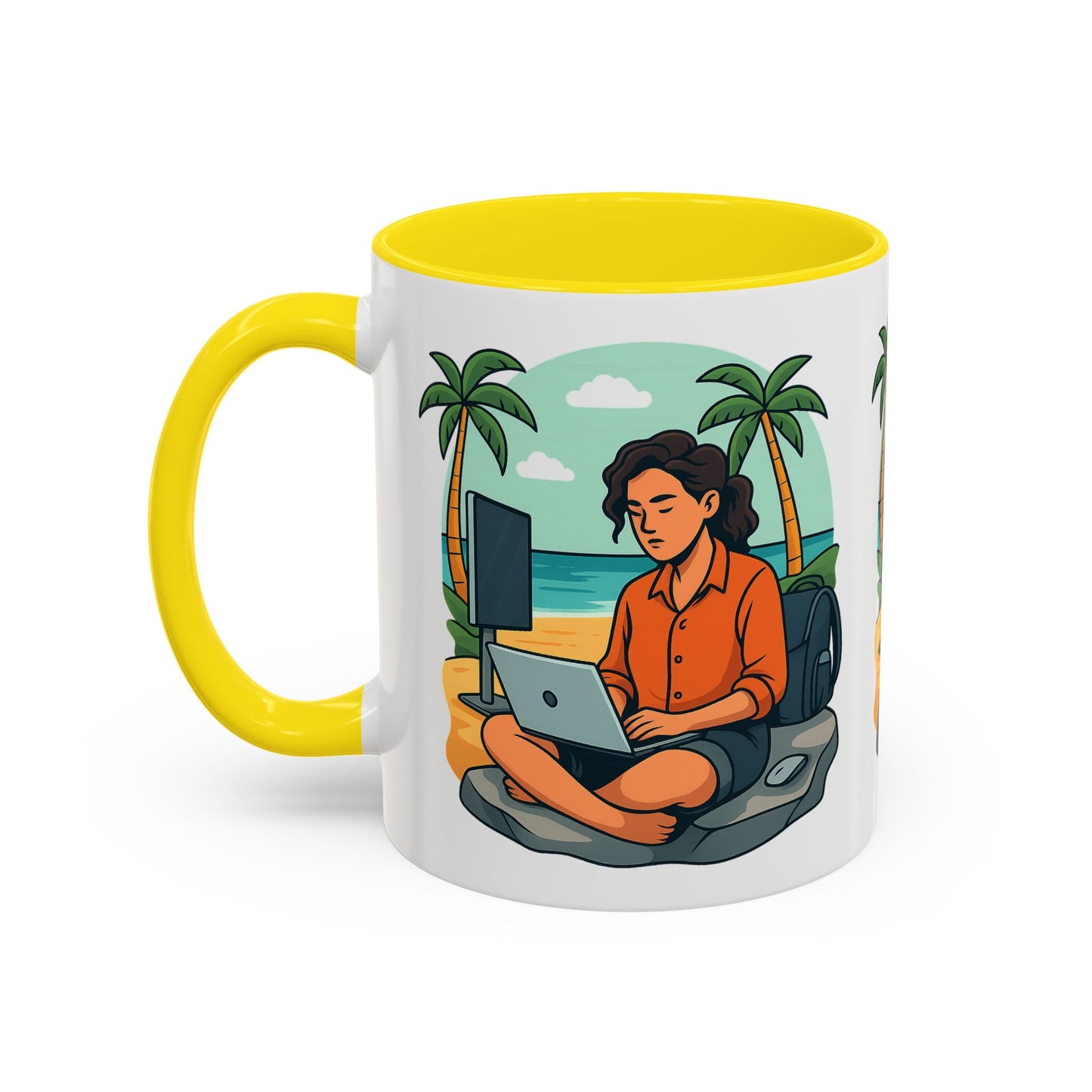“Be Beautiful” Black-Trim Ceramic Coffee Mug